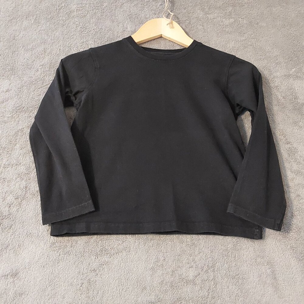 French Toast Boys Black Long Sleeve Tee Size 7 100% Cotton Uniform Shirt